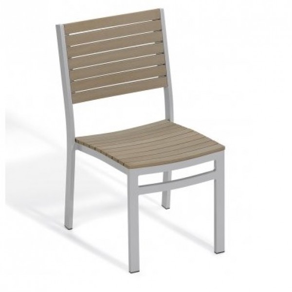 Carrillo Travira Aluminum and Teak Composite Restaurant Cafe Bar Hospitality Commercial Side Chair Stackable